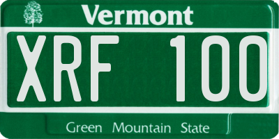 VT license plate XRF100
