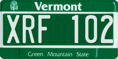 VT license plate XRF102