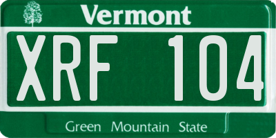 VT license plate XRF104