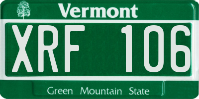 VT license plate XRF106