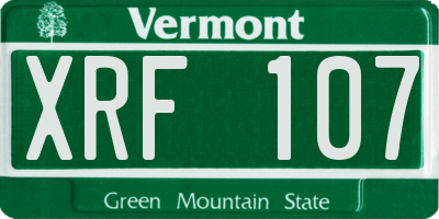 VT license plate XRF107