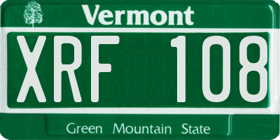 VT license plate XRF108