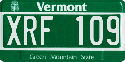 VT license plate XRF109