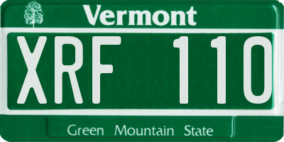 VT license plate XRF110