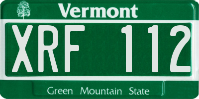 VT license plate XRF112
