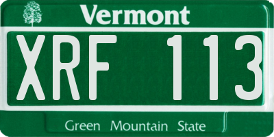 VT license plate XRF113