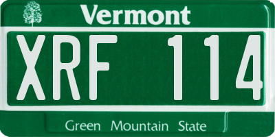 VT license plate XRF114