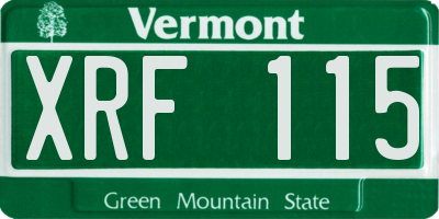 VT license plate XRF115