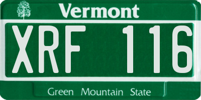 VT license plate XRF116