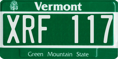 VT license plate XRF117