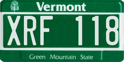 VT license plate XRF118
