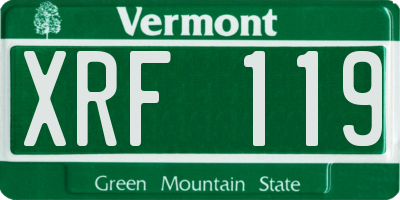 VT license plate XRF119