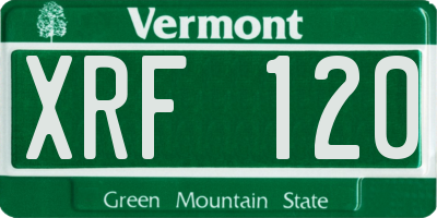 VT license plate XRF120
