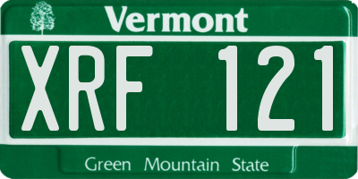 VT license plate XRF121