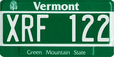VT license plate XRF122