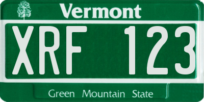 VT license plate XRF123