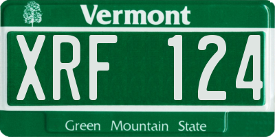 VT license plate XRF124