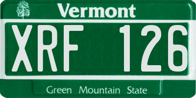 VT license plate XRF126