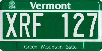 VT license plate XRF127