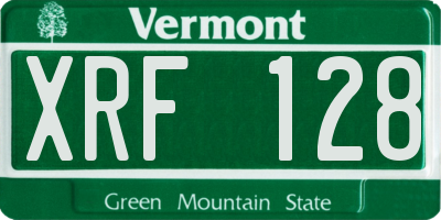 VT license plate XRF128