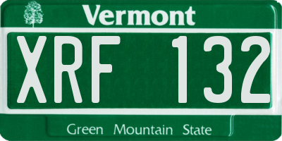 VT license plate XRF132