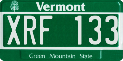 VT license plate XRF133