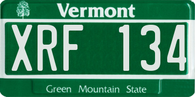 VT license plate XRF134