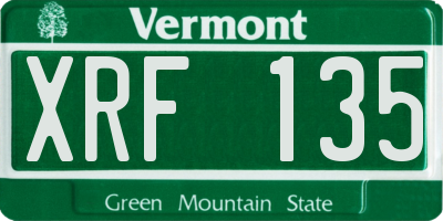 VT license plate XRF135