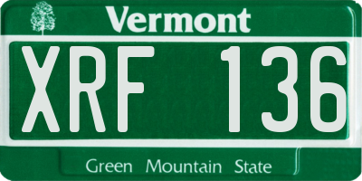 VT license plate XRF136