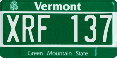 VT license plate XRF137