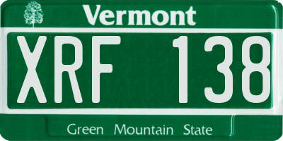VT license plate XRF138