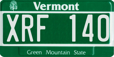 VT license plate XRF140