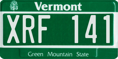 VT license plate XRF141