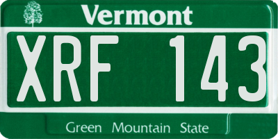 VT license plate XRF143