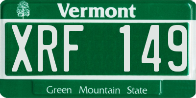 VT license plate XRF149