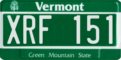VT license plate XRF151