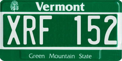 VT license plate XRF152