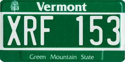 VT license plate XRF153