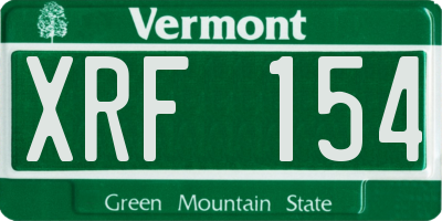 VT license plate XRF154