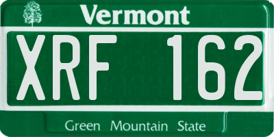 VT license plate XRF162