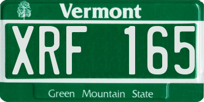 VT license plate XRF165