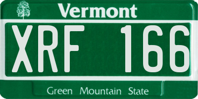 VT license plate XRF166