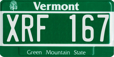 VT license plate XRF167
