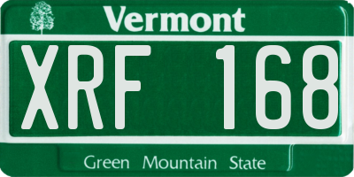 VT license plate XRF168