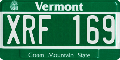 VT license plate XRF169