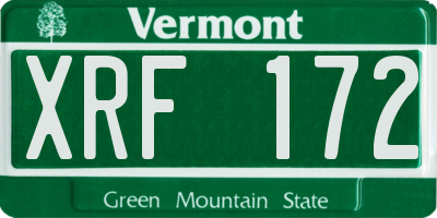VT license plate XRF172