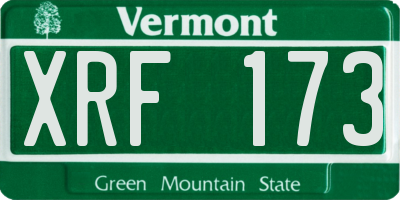 VT license plate XRF173