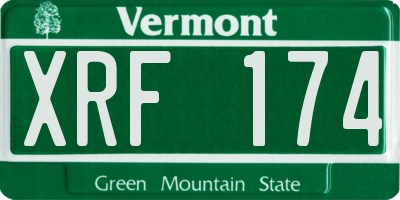 VT license plate XRF174