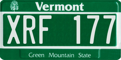 VT license plate XRF177
