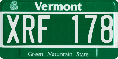 VT license plate XRF178
